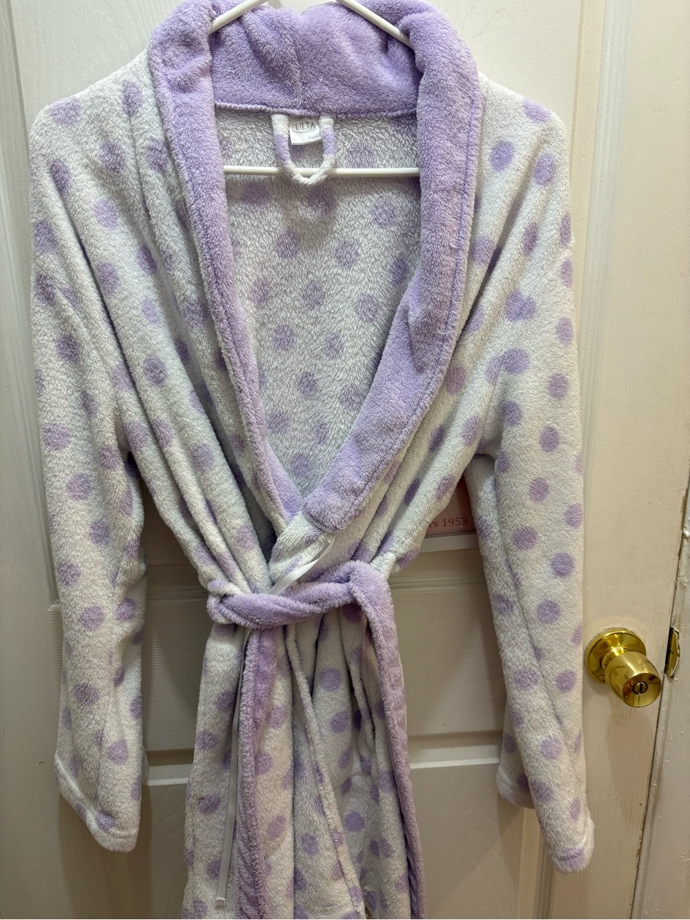 Cozy women Plush Robe - Lavender Polka Dot
